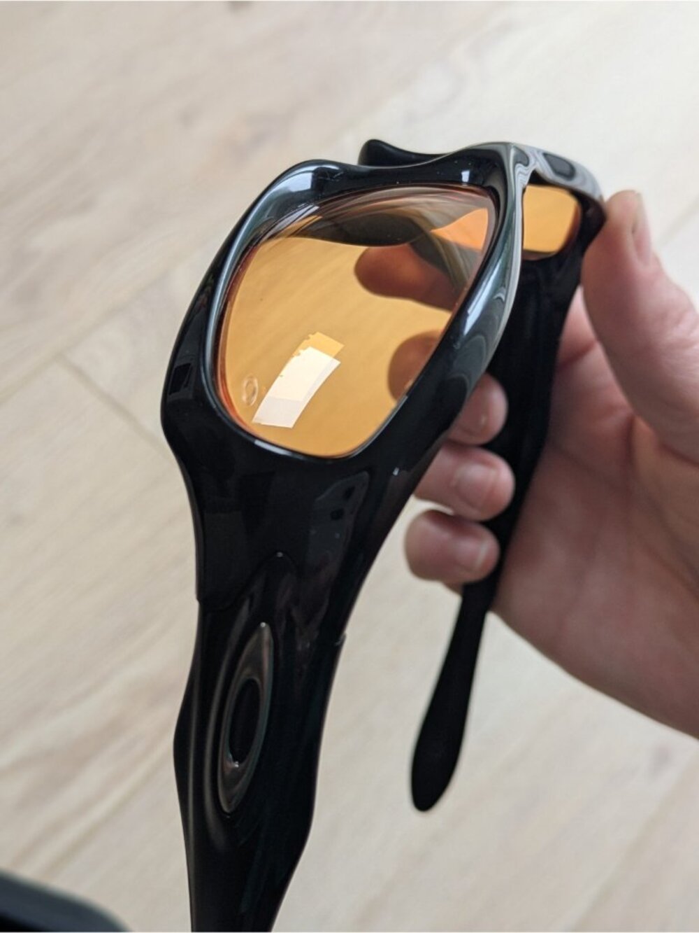 Oakley Monster Dog Vintage Polished Black Sunglasses Y2K Orange Lenses